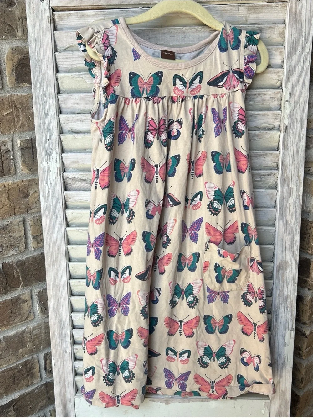 Tea Collection Butterfly Dress Size 7. Good used condition.